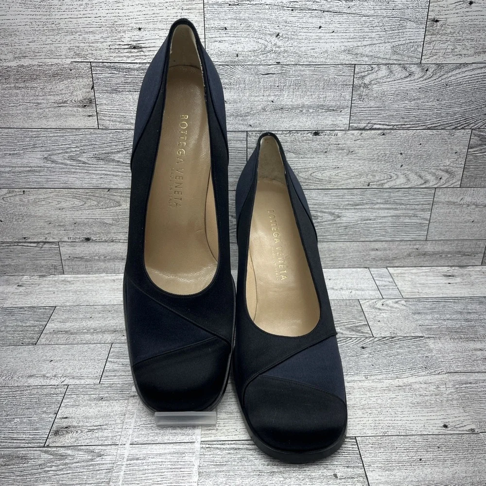 Bottega Veneta Black Blue Satin 3.5